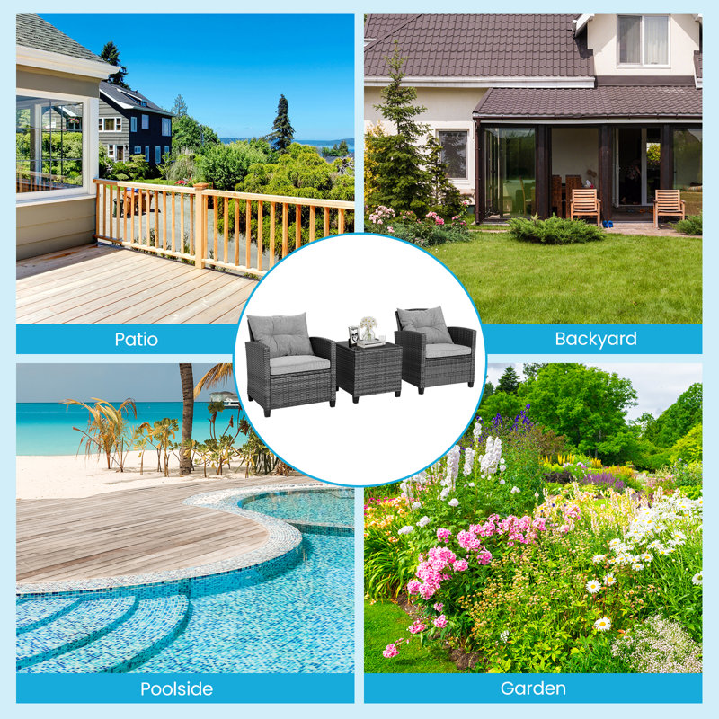 Topbuy Patiojoy 2 Person Outdoor Seating Group with Cushions Wayfair